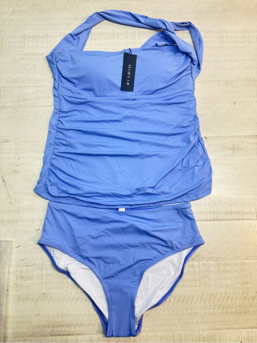 Tempt Me Two Piece Tankini One Shoulder Swim Top with Bottom Swimsuit nwt